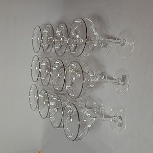 Vintage Susquehanna Hand Cut Crystal Platinum Rim Champagne Glasses